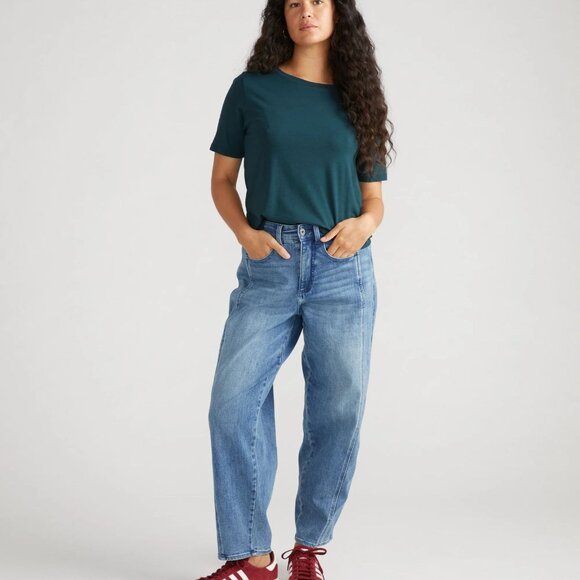 Universal Standard Tee Rex Peruvian Pima Cotton T Shirt in Deep Sea Green Size X - Picture 1 of 10